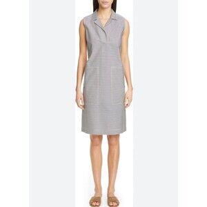Layfayette 148 Cotton Striped Shift Dress Women's Size 16 Nautical Cotton Canvas